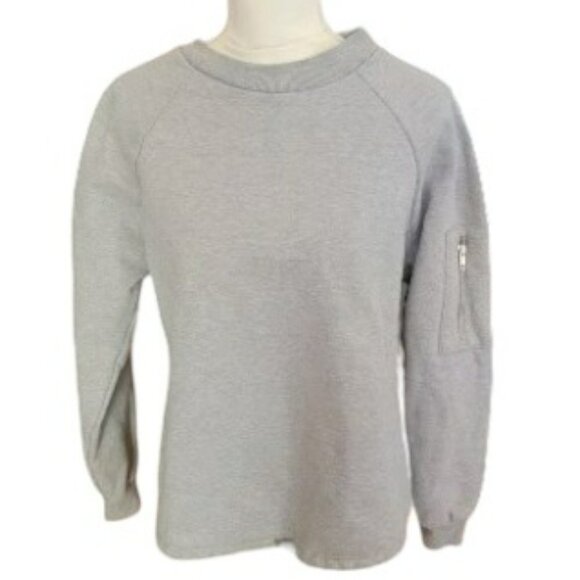 Dr. Denim Gray Long Sleeve Sweatshirt with Zipper Open on Sleeve Size M - Picture 1 of 4